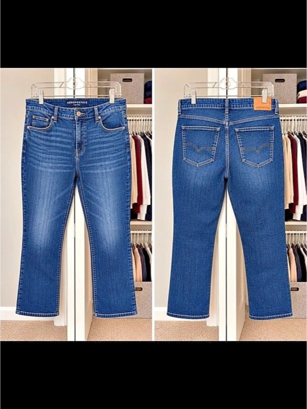 Aéropostale Blue Medium/Dark Wash High Rise Flare Jeans - size 16